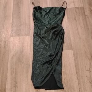 Elegant Green Satin Dress